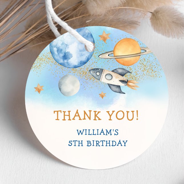 Astronaut Rymden Birthday Tack Gåvor Etiketter (Skapare uppladdad)