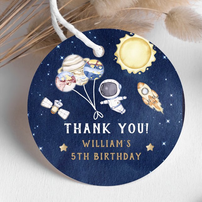 Astronaut Rymden Birthday Tack Gåvor Etiketter (Skapare uppladdad)