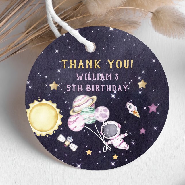 Astronaut Rymden Birthday Tack Gåvor Etiketter (Skapare uppladdad)
