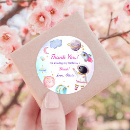 Astronaut Rymden Birthday Tack Runt Klistermärke