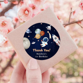 Astronaut Rymden Birthday Tack Runt Klistermärke
