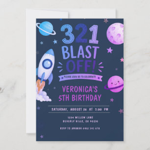 Astronaut Rymden Blast Off Födelsedagsfest Inbjudningar