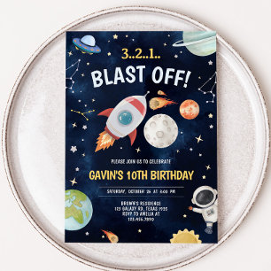 Astronaut Rymden Blast Off Födelsedagsfest Inbjudningar