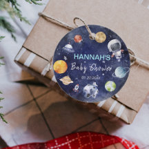Astronaut Rymden Boy Baby Shower Favor Taggar