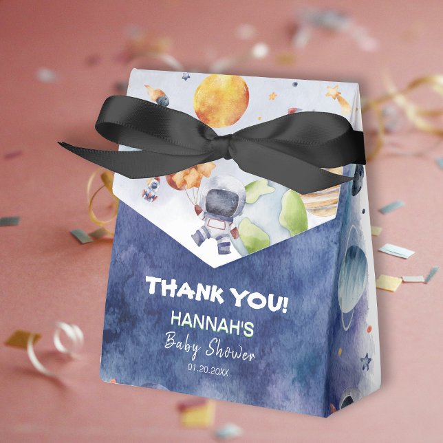 Astronaut Rymden Boy Baby Shower Party Presentaskar (Astronaut Outer Space Boy Baby Shower Party Favor Box)