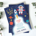 Astronaut Rymden Boy Photo Birthday Tack Kort<br><div class="desc">Astronaut Rymden Boy Photo Birthday Tack för ditt kort</div>