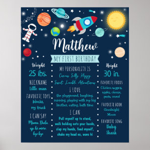 Astronaut Rymden första födelsedag Milestone Poster