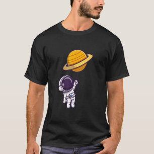 Astronaut Rymden Planet Saturn Balloon Spacem T Shirt