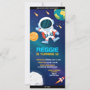 Astronaut Rymden Planets Birthday Biljett Inbjudningar
