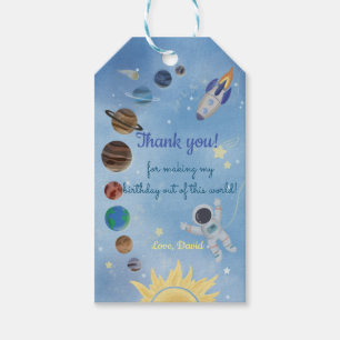 Astronaut Rymden Planets Birthday Gift Märkre Presentetikett