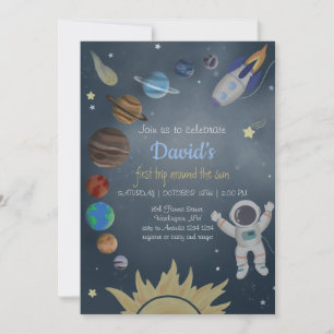 Astronaut Rymden Planets Birthday-inbjudan Inbjudningar