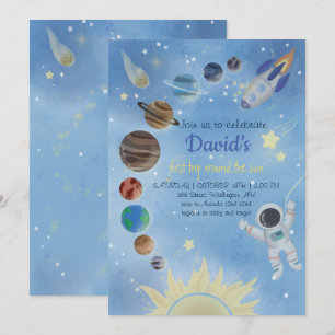 Astronaut Rymden Planets Birthday-inbjudan Inbjudningar