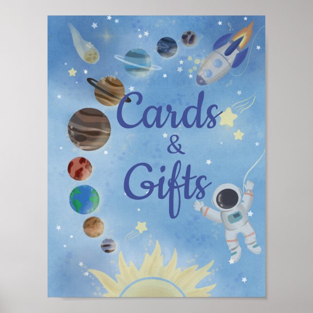 Astronaut Rymden Planets Cards och Gifts Pos Poster (Framsidan)