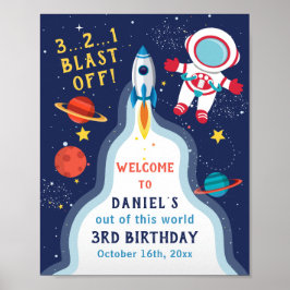 Astronaut Rymden Rocket Frakt Birthday Välkommen Poster