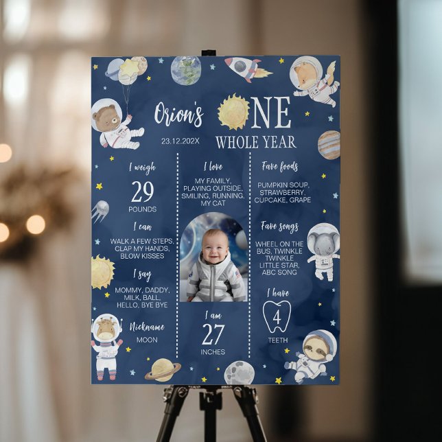 Astronaut Rymden Safari Birthday Milestone Poster (Skapare uppladdad)