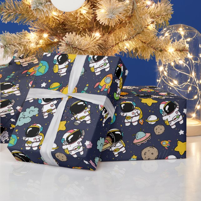 Astronaut Rymden Tecknad Presentpapper (Helgdagar)