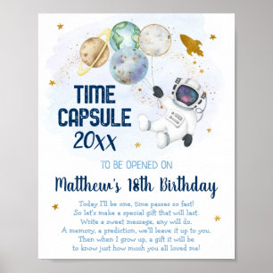 Astronaut Rymden Time Capsule 1:a födelsedagen Poster
