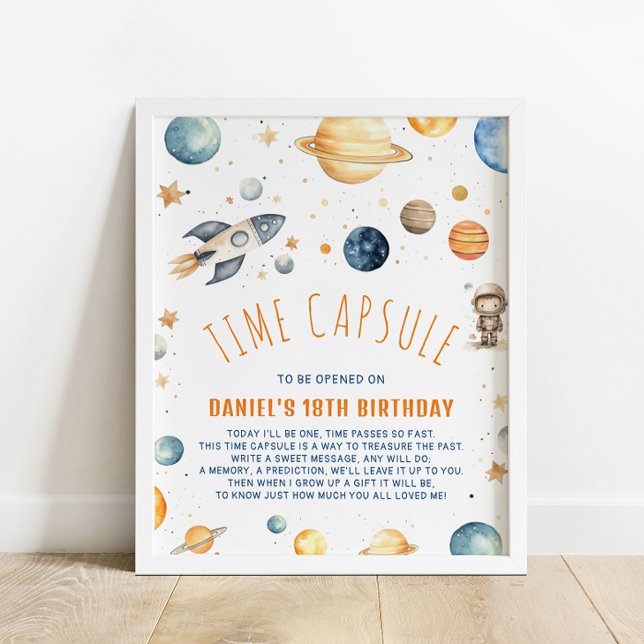 Astronaut Rymden Time Capsule Boy Birthday Poster (Skapare uppladdad)
