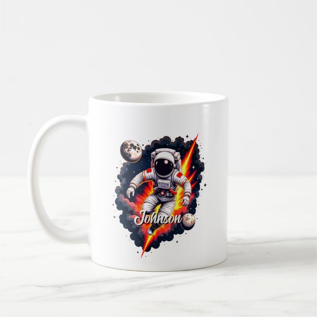 astronaut rymden utforska design  kaffemugg (Vänster)