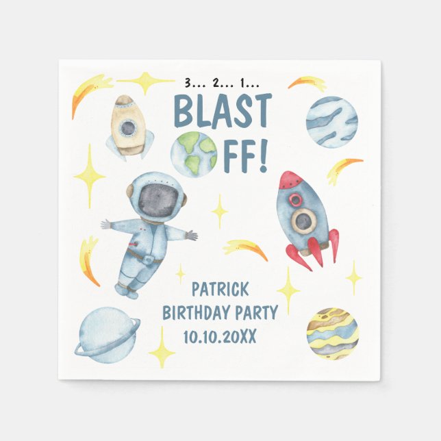 Astronaut Rymdfödelsedagsfest  Pappersservett (Framsidan)