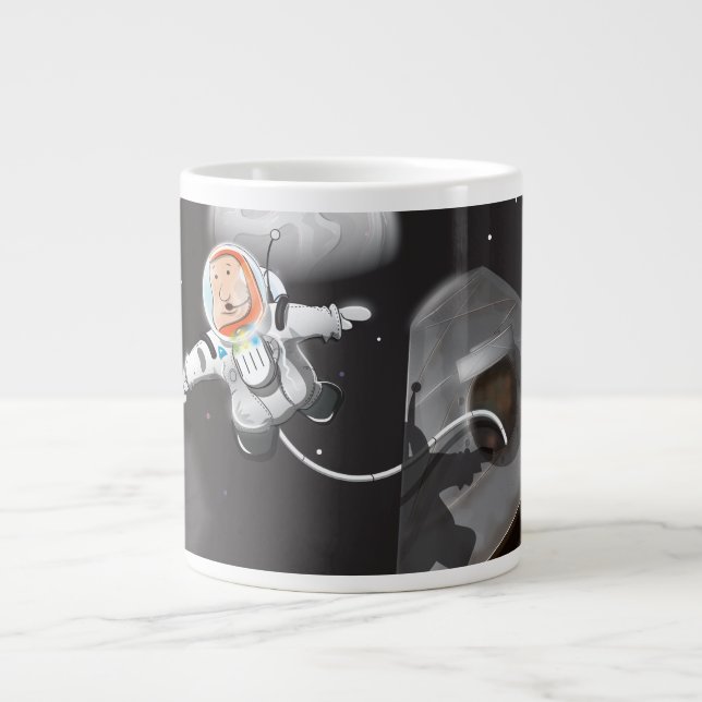 Astronaut rymdpromenad utanför kapsel jumbo mugg (Framsidan)