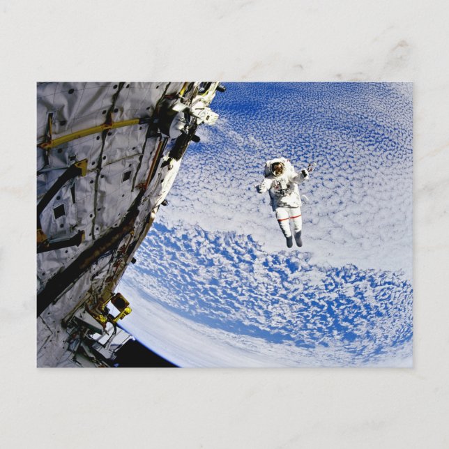 Astronaut rymdpromenad vykort (Framsida)