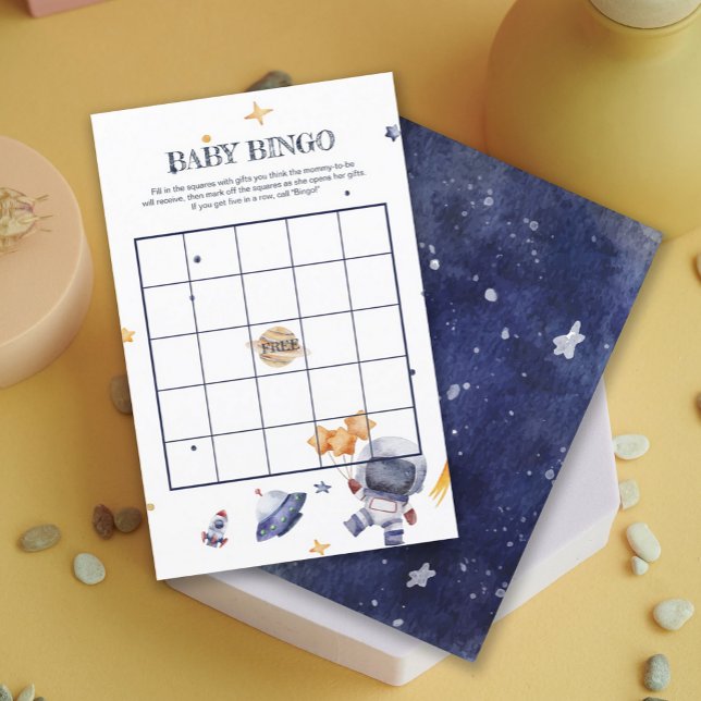 Astronaut Rymdraket Baby Shower Baby Bingo Spel (Astronaunt Rocketship Baby Shower Baby Bingo Game)