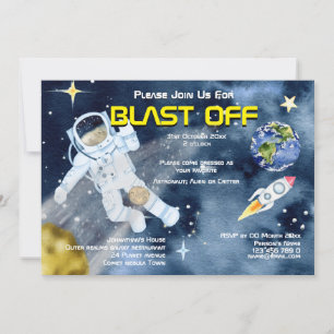 Astronaut rymdskepp UFO planeter barn vuxna fest Inbjudningar