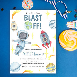 Astronaut Rymdstart Födelsedagsfest Inbjudningar