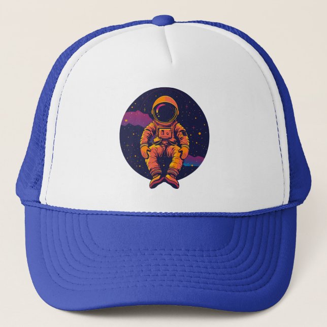 Astronaut rymdtruckerarhatt – Retro kosmiskt grafi Keps (Framsida)