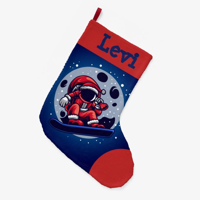 Astronaut Santa in Space Large jul Stock Stor Julstrumpa (Framsidan (Hängande))