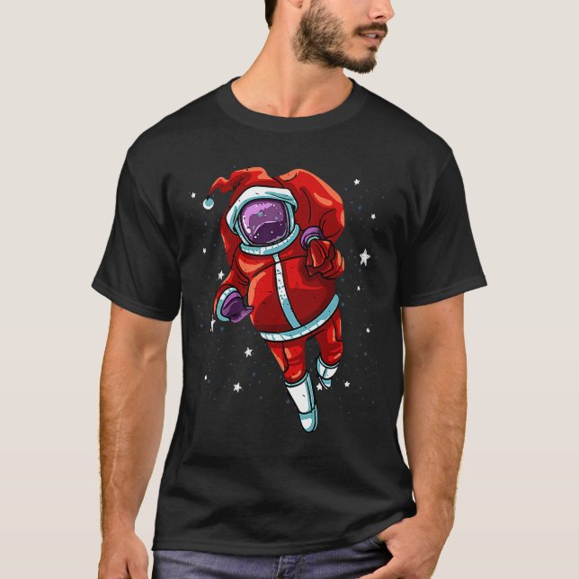 Astronaut Santa Julafton Space T Shirt (Framsida)