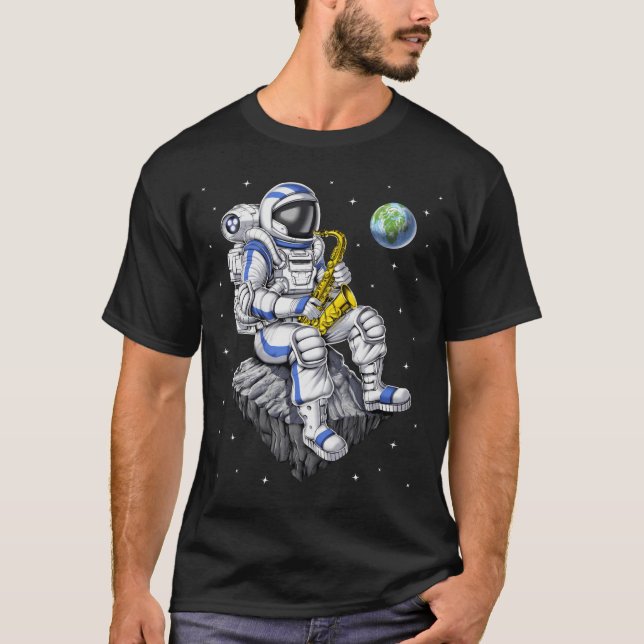 Astronaut Saxophone Player T Shirt (Framsida)