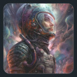 Astronaut Science fiction Art Fyrkantigt Klistermärke<br><div class="desc">Fantasy Art products by The Lunarium.</div>