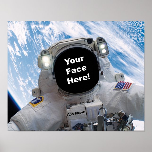 Astronaut Selfie - lägg till Ansikte och Namn Poster (Framsidan)