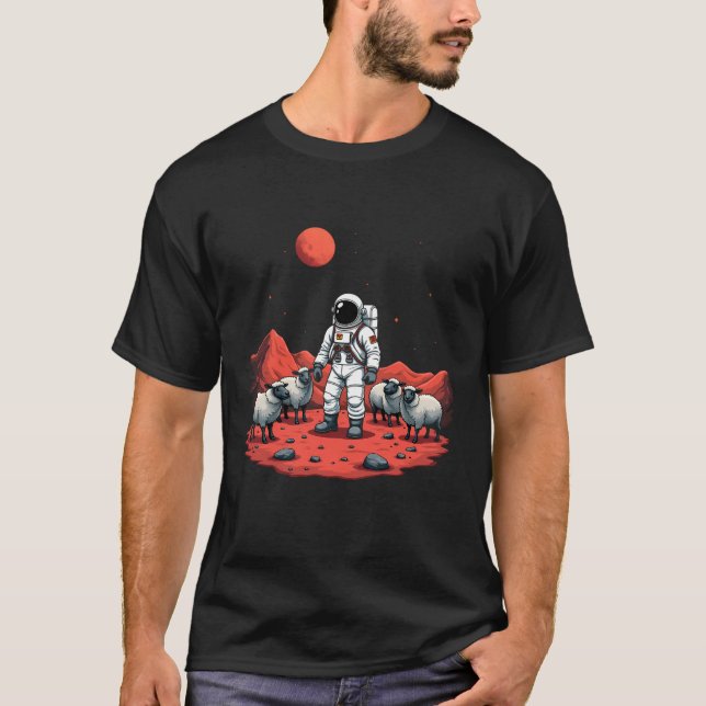 Astronaut Shepherd på Mars - Cosmic Farm Äventyr T Shirt (Framsida)