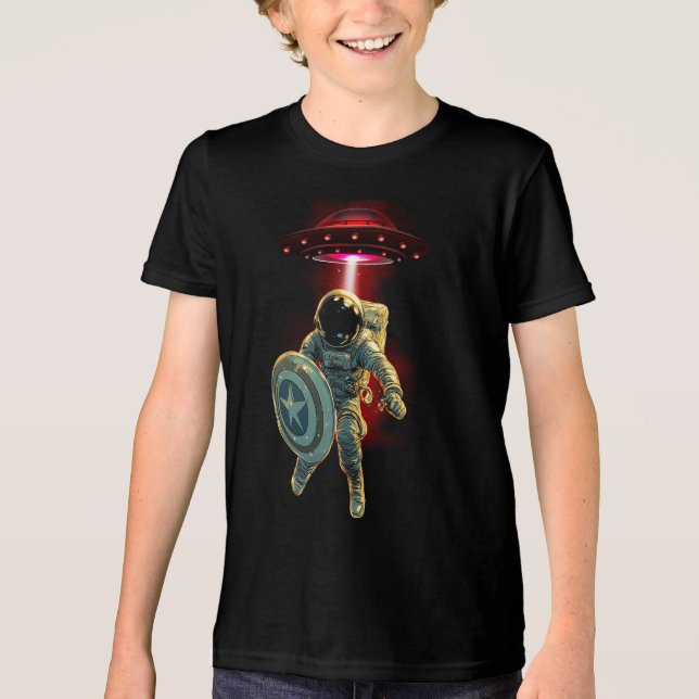 Astronaut Shield Youth Äventyr T-Shirt (Framsida)