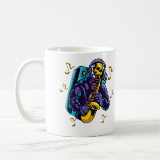 Astronaut Shirt Skull Playing Saxophone In Space M Kaffemugg