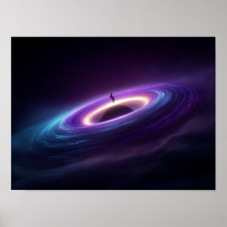 Astronaut Siluett på Svart Hål Ackretionsskiva Poster
