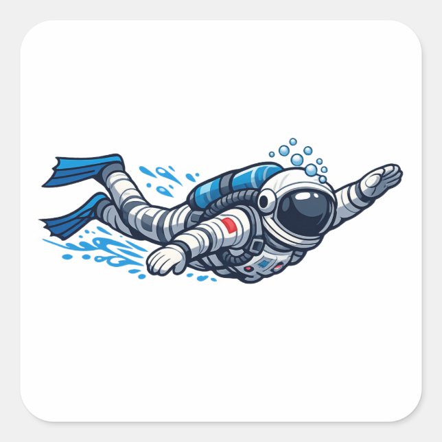 Astronaut Simmar Fyrkantigt Klistermärke (Framsida)
