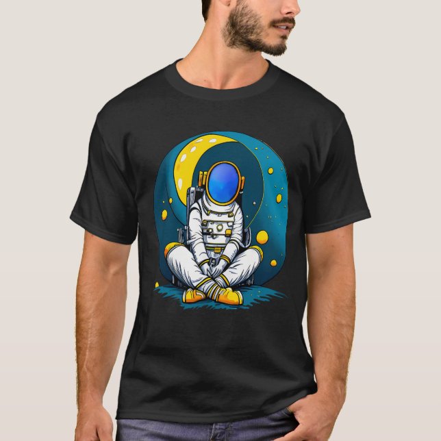 Astronaut Sitta Måne T Shirt (Framsida)