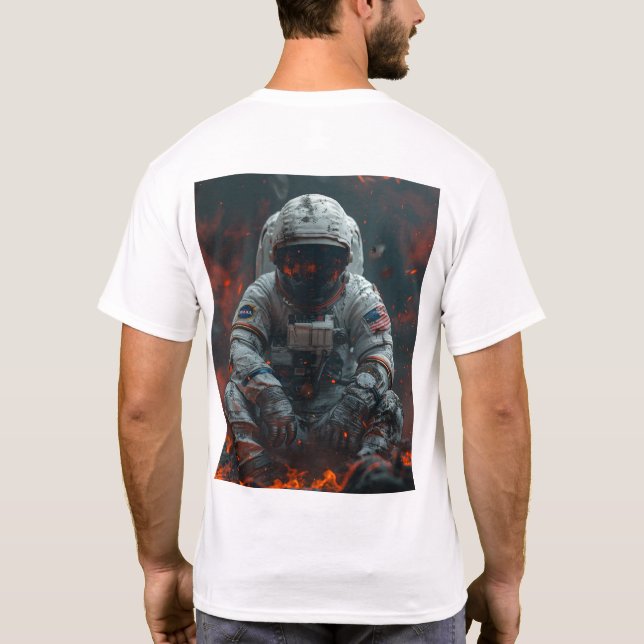 Astronaut Sitta på Måne T-Shirt (Baksida)