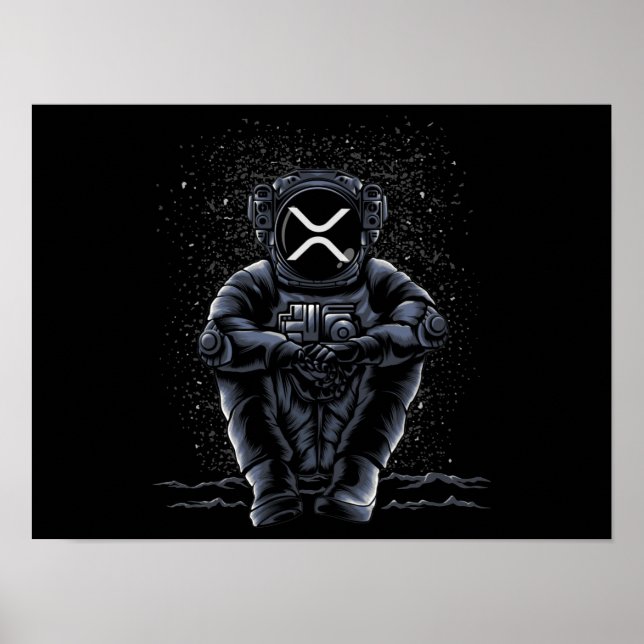 Astronaut Sitta Ripple XRP Crypto to to Måne Poster (Framsidan)