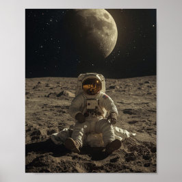 Astronaut sittande på månen poster