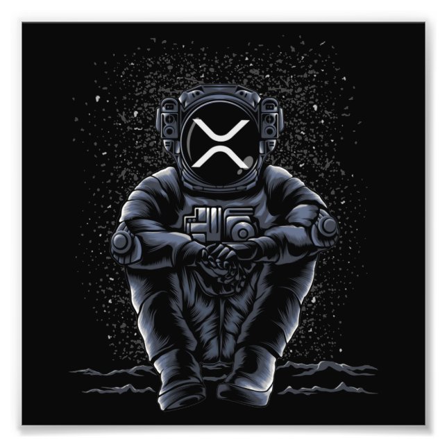Astronaut Sitting Ripple XRP Crypto To The Moon Fototryck (Framsidan)