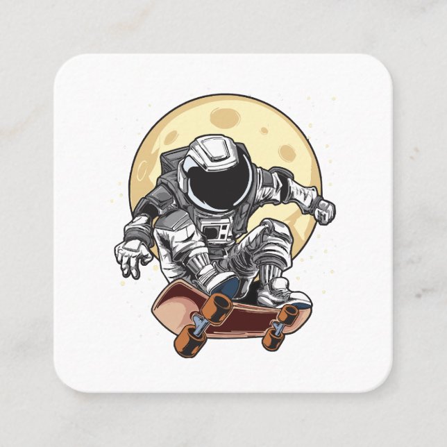 Astronaut Skate Fyrkantigt Visitkort (Framsida)