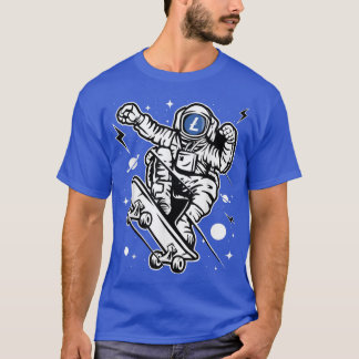 Astronaut Skate LiteCoin LTC-mynt till Måne Cryp T Shirt