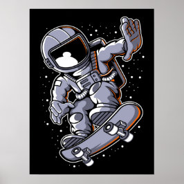 Astronaut Skateboard-jump Poster
