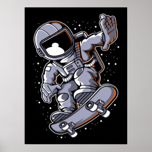 Astronaut Skateboard-jump Poster