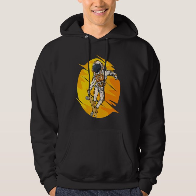 Astronaut Skateboard Skating Space Cosmos Astronau Hoodie (Framsida)
